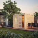 Abri toit plat en bois massif 19mm Qubic 6,05m² - Karibu