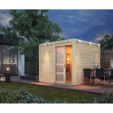Abri toit plat Qubic de 6.05m² en bois massif 19mm - Karibu