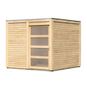Abri toit plat Qubic de 6.05m² en bois massif 19mm - Karibu