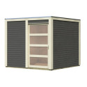 Abri toit plat Qubic de 6.05m² en bois vitrifié gris 19mm - Karibu