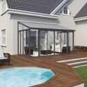 Véranda 300x435cm en alu gris anthracite et polycarbonate 8mm SANREMO