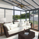 Véranda 300x435cm en alu gris anthracite et polycarbonate 8mm SANREMO