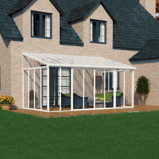 Véranda 300x546cm en alu blanc et polycarbonate 8mm SANREMO