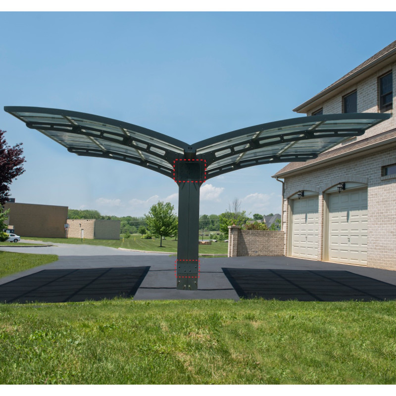 Carport double en alu anthracite et polycarbonate ARIZONA BREEZE 5000