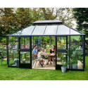 Serre anthracite GRAND OASE 13m² aluminium et verre trempé 3mm Juliana