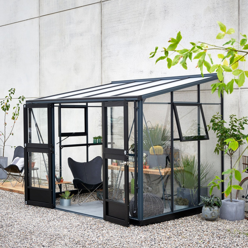 Serre Veranda aluminium anthracite et verre trempé 6,6m² Juliana	