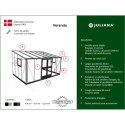 Serre Veranda aluminium anthracite et verre trempé 6,6m² Juliana	