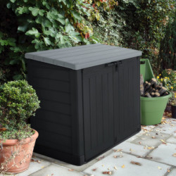 Coffre de jardin multifonctions toit plat en résine 1200L Keter NOIR