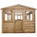 Serre de jardin en bois 28mm traité marron 9m² - Gardy Shelter