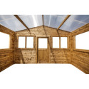 Serre de jardin en bois madriers 28mm traité marron 12m² - Gardy Shelter