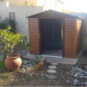 Abri de jardin en métal aspect bois 4,6m² + kit d'ancrage - X-METAL