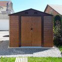 Abri de jardin en métal aspect bois 6,62m² + kit d'ancrage - X-METAL