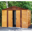 Abri de jardin en métal aspect bois 6,62m² + kit d'ancrage - X-METAL