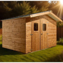 Abri Therma 10,60m² en bois thermo traité et toit en acier HABRITA