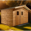 Abri Therma 10,60m² en bois thermo traité et toit en acier HABRITA