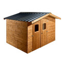 Abri Therma 10,60m² en bois thermo traité et toit en acier HABRITA