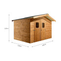Abri Therma 10,60m² en bois thermo traité et toit en acier HABRITA