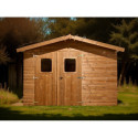 Abri Therma 10,60m² en bois thermo traité et toit en acier HABRITA