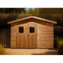 Abri Therma 10,60m² en bois thermo traité et toit en acier HABRITA