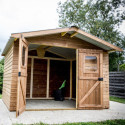 Abri Therma 10,60m² en bois thermo traité et toit en acier HABRITA