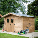 Abri Therma 10,60m² en bois thermo traité et toit en acier HABRITA