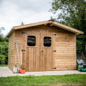 Abri Therma 10,60m² en bois thermo traité et toit en acier HABRITA