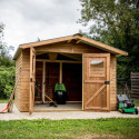 Abri Therma 10,60m² en bois thermo traité et toit en acier HABRITA