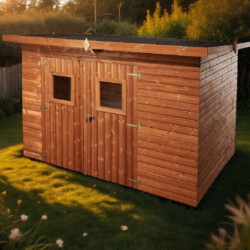 Abri Theora 7,33m² en bois thermo traité et toiture Onduline HABRITA	