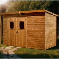 Abri Theora 7,33m² en bois thermo traité et toiture en acier HABRITA	