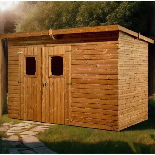 Abri Theora 7,33m² en bois thermo traité et toiture en acier HABRITA	