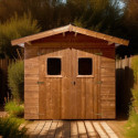 Abri Thermabri 7,81m² en bois thermo traité toiture en acier HABRITA