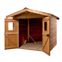 Abri Thermabri 7,81m² en bois thermo traité toiture en acier HABRITA