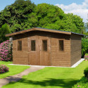 Abri Thermabri 15,14m² en bois thermo traité toiture en acier HABRITA