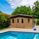 Abri Thermabri 15,14m² en bois thermo traité toiture en acier HABRITA