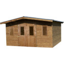 Abri Thermabri 15,14m² en bois thermo traité toiture en acier HABRITA