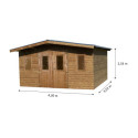 Abri Thermabri 15,14m² en bois thermo traité toiture en acier HABRITA