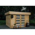 Abri de jardin Odense 9,19m² en bois massif 28mm à toit plat - SOLID