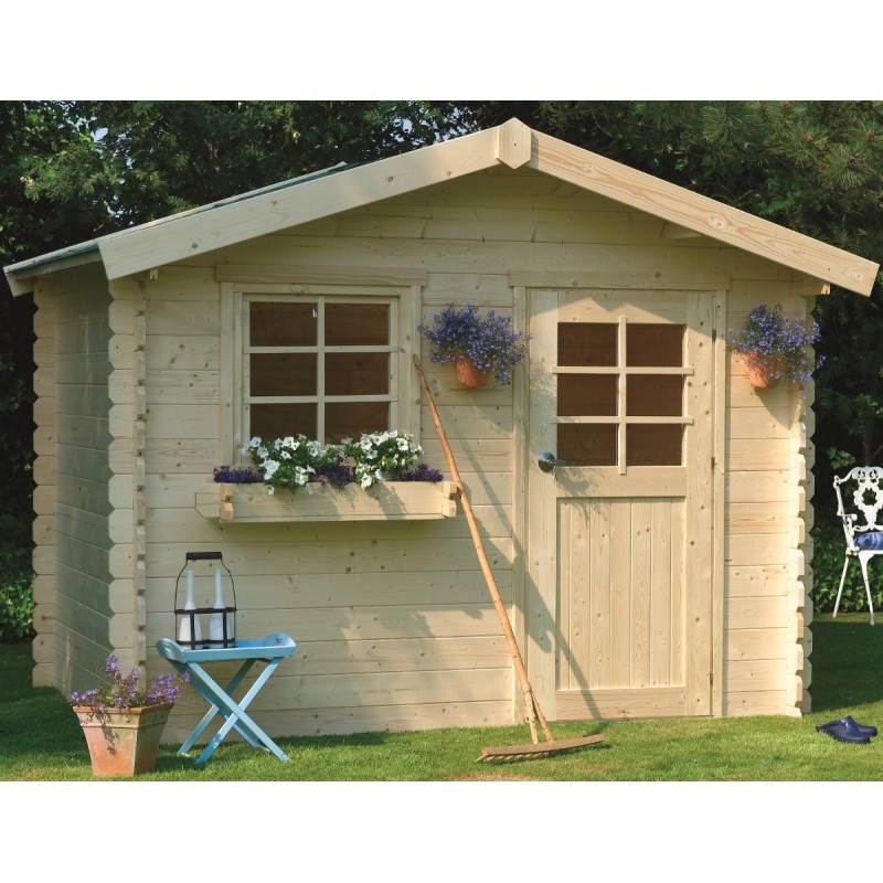 Abri de jardin Sologne 8,88 m² en bois massif 28mm autoclave - SOLID