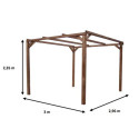 Pergola THONON 8,88m² en bois thermo chauffé sans couverture - HABRITA