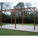 Pergola THONON 14,80m² en bois thermo chauffé sans couverture – HABRITA