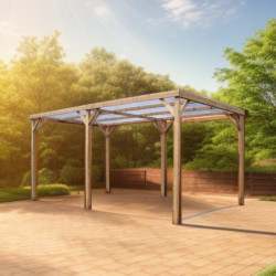 Pergola THONON 15,10m² en bois massif avec couverture PVC – HABRITA
