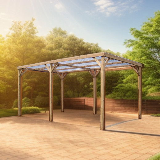 Pergola THONON 15,10m² en bois massif avec couverture PVC – HABRITA