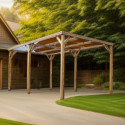 Pergola THONON 15,10m² en bois massif avec couverture PVC – HABRITA