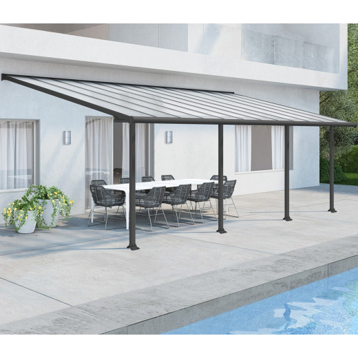 Toit de terrasse en aluminium gris 3x7,30m Olympia - PALRAM