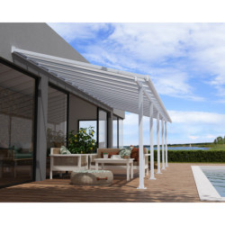 Toit de terrasse en aluminium blanc 3x9,71m Olympia - PALRAM