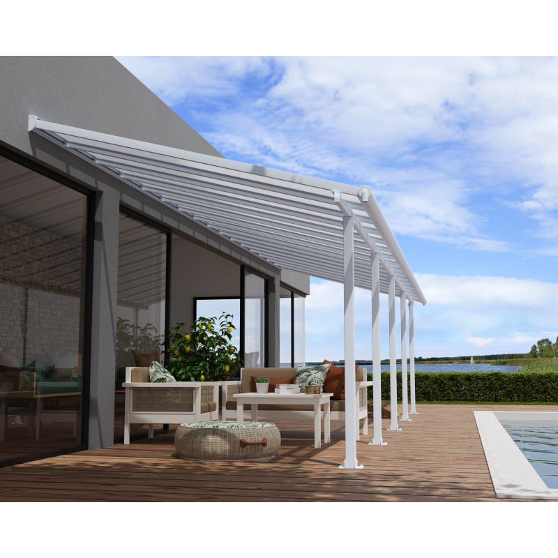 Toit de terrasse en aluminium blanc 3x9,71m Olympia - PALRAM