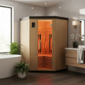 Sauna d'angle infrarouge chauffages carbone et full spectrum Vertical Black 2000W 2-3 places - SNÖ