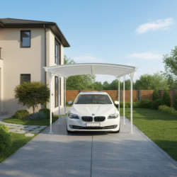 Carport en aluminium blanc 3x5,76m et polycarbonate 6mm X-METAL