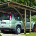 Carport en pin autoclave avec toit PVC 20,5m² + 2 arcs d'entrée - Karibu