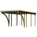 Carport en pin autoclave avec toit PVC 20,5m² + 2 arcs d'entrée - Karibu